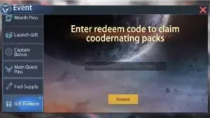 Redeem a gift code in Fleet of Galaxy