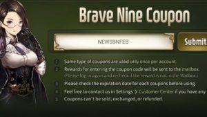 Redeem gift codes in Brave Nine