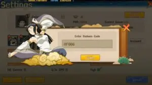 Redeem a gift code in Ninja Duel Legends
