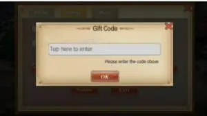 Redeem a gift code in Eternal War Advance