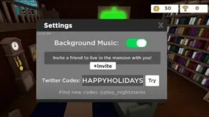 Redeem a gift code in Roblox Nightmares