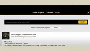 Redeem a gift code in Seven Knights 2