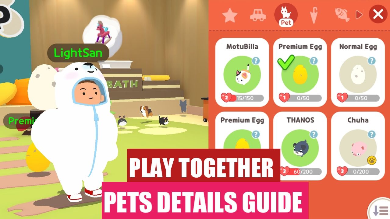 Play Together Pets Guide Hatch Pet Eggs, Pet List, and Pet Level