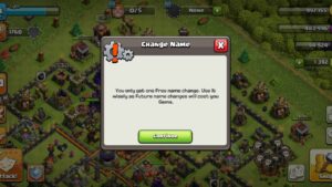 clash of clans how to change name caution