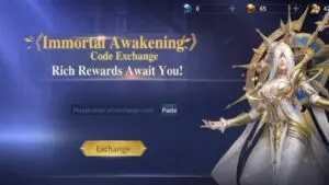 Redeem a gift code in Immortal Awakening