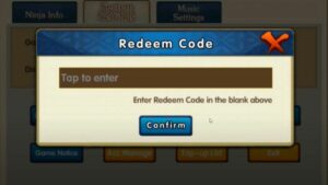 Redeem a gift code in Ultimate Shinobi Victory Road