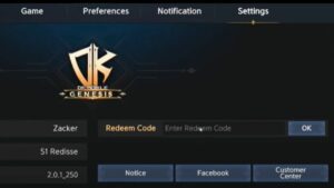 Redeem a gift code in DK Mobile Genesis