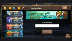 Redeem a gift code in Hero War