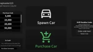 Redeem a gift code in Roblox Drift Paradise