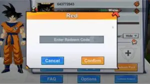Redeem a gift code in Saiyan X Fight