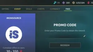 Redeem a gift code in Shadow Fight 4 Arena