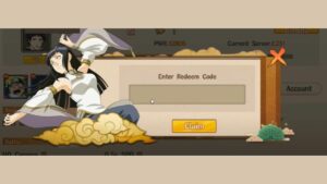Redeem a gift code in Shippuden Ninja Legend