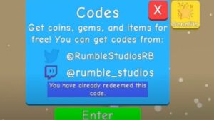 Redeem a gift code in Roblox Bubble Gum Simulator