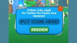 Redeem a gift code in Roblox Pet Lifting Simulator