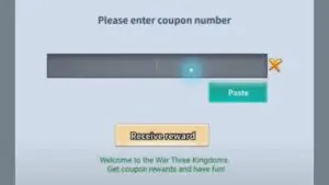 Redeem a gift code in War Three Kingdoms