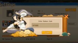 Redeem a gift code in Shippuden Ninja World