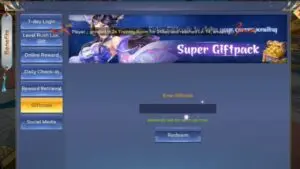 Redeem a gift code in Spell Force Immortal Heros
