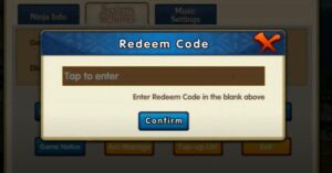 Redeem a code in Battle Storm Nine Tails