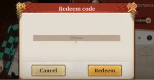 Redeem a gift code in DS Blade of Hashira
