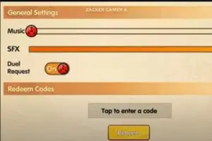 Redeem a gift code in Naruto Chakra Saga