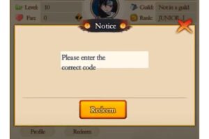 Redeem a gift code in Ninjutsu Bigbang