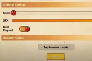 Redeem a code in Naruto-Swift Ninjas