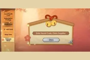 Redeem a gift code in Konoha Legend Of The Ninja