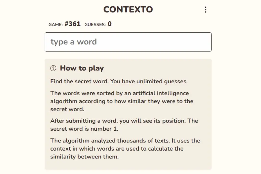 Today’s Contexto Answer (August 5, 2026)