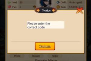 Redeem a gift code in Ninkai Liberator