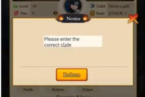 Redeem a gift code in Konoha Rampage